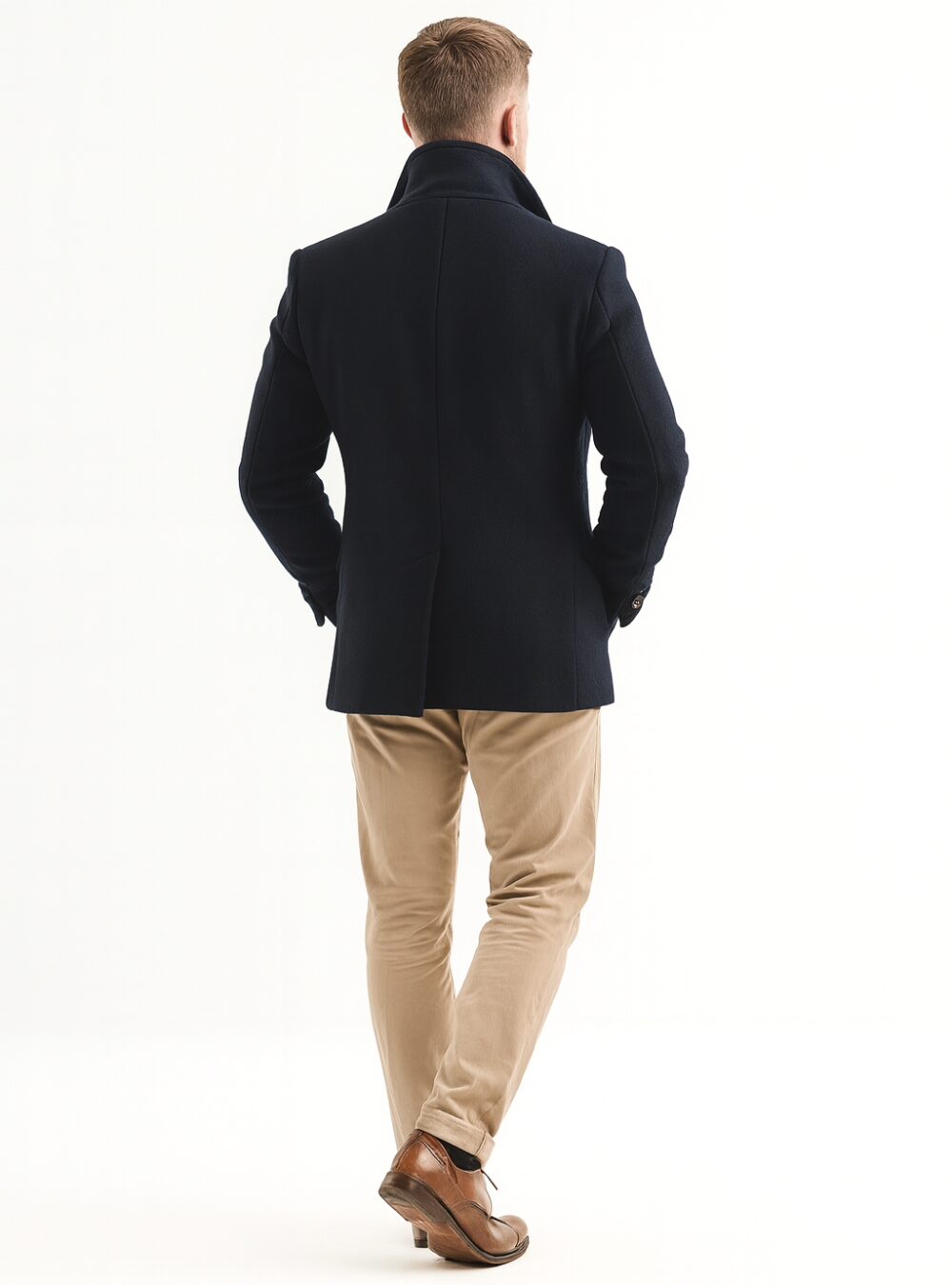 Callum Navy Blue Wool Peacoat