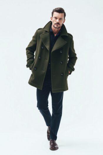 Garrison Olive Wool Peacoat