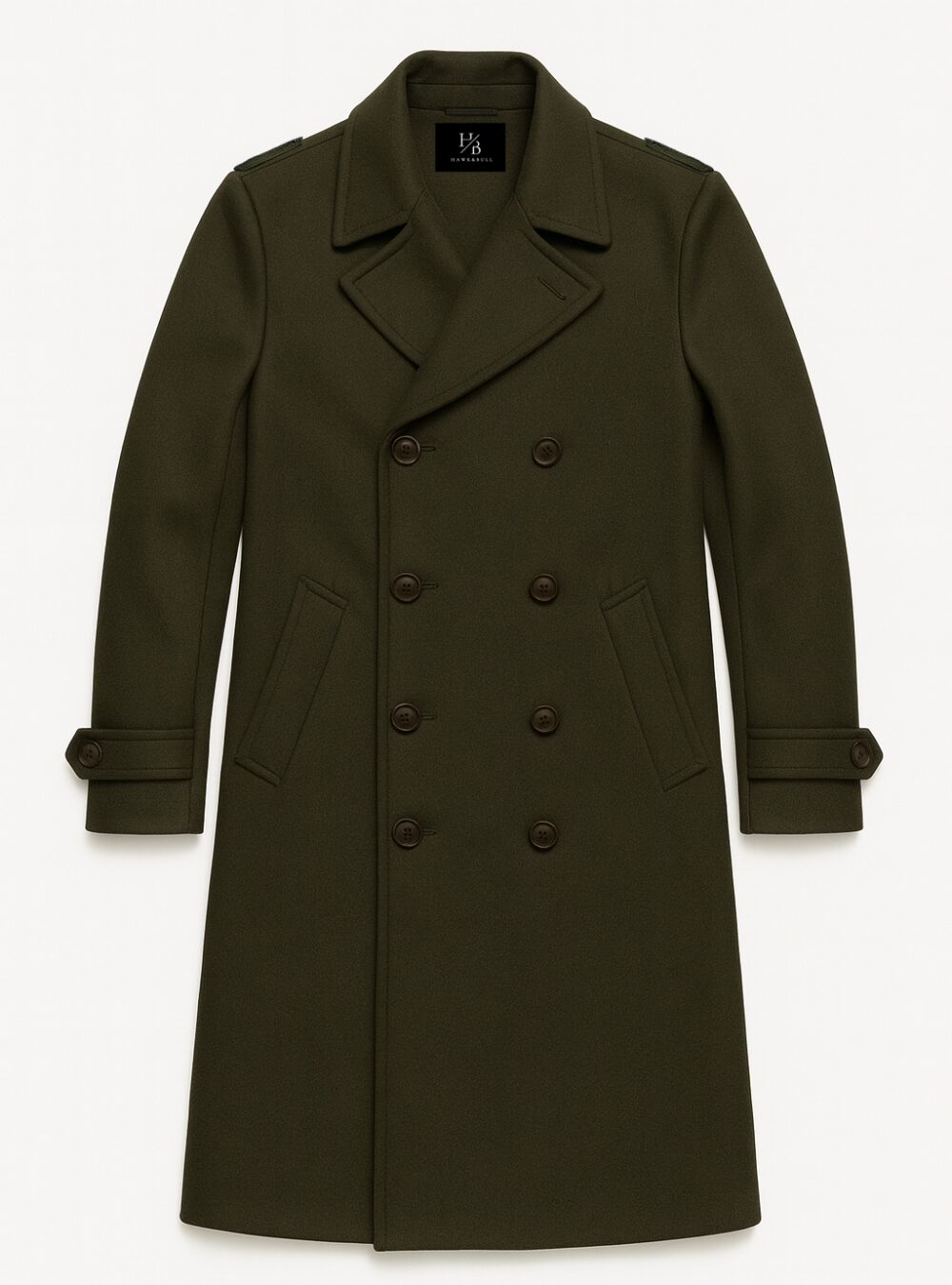 Dunmore Olive Wool Peacoat