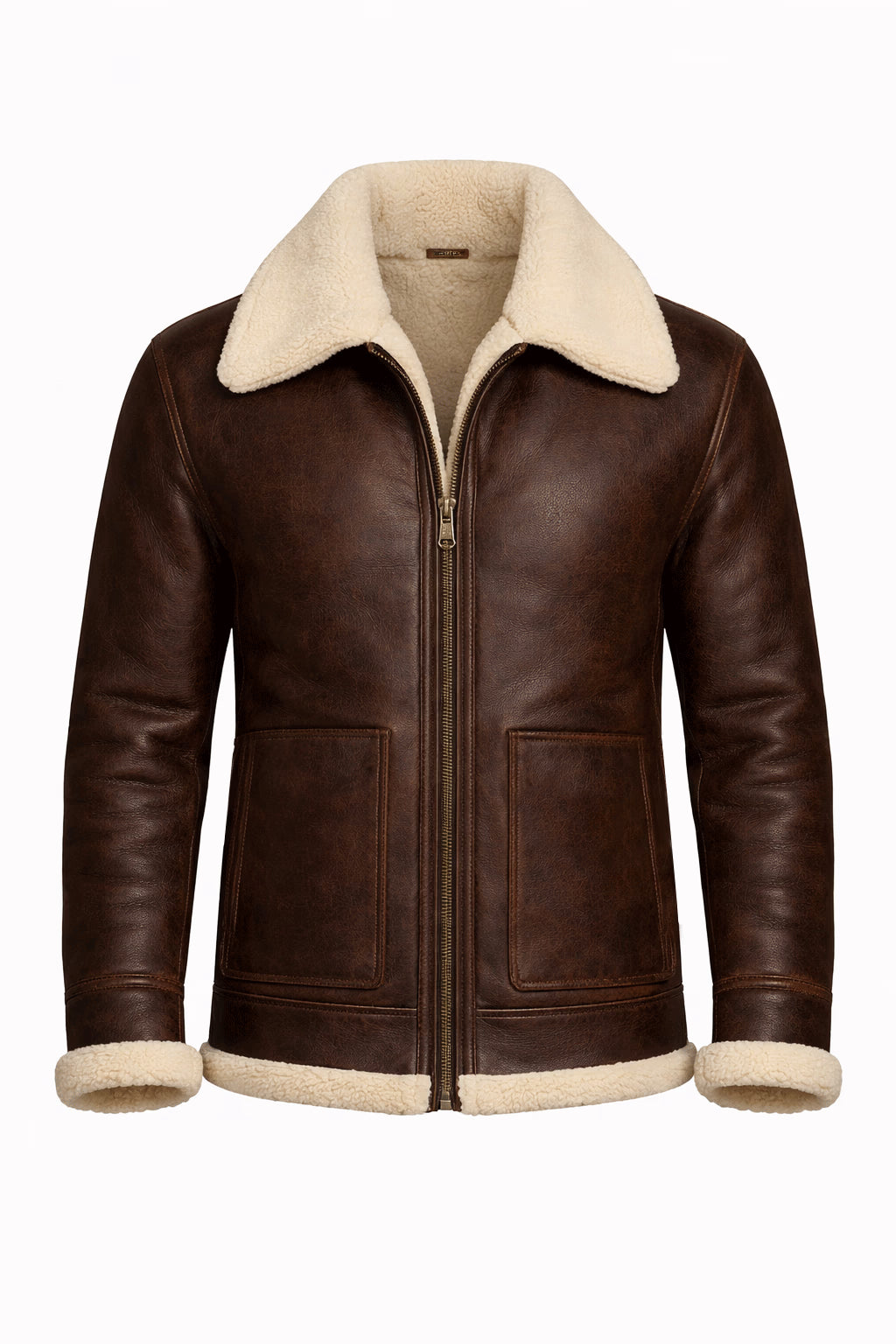 Whitmore Dark Brown Distressed Leather Aviator Jacket