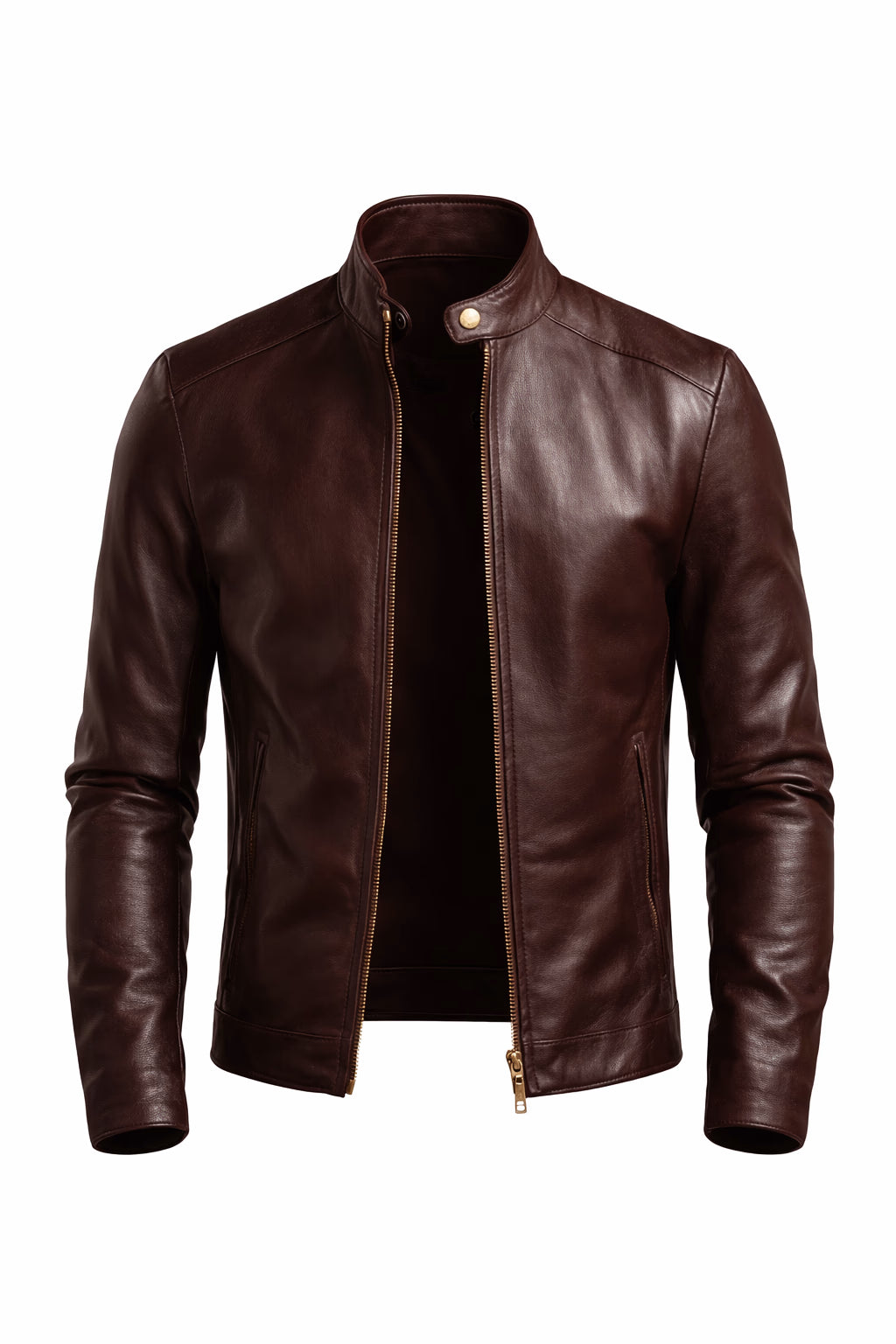 Barclay Chocolate Brown Leather Café Racer Jacket