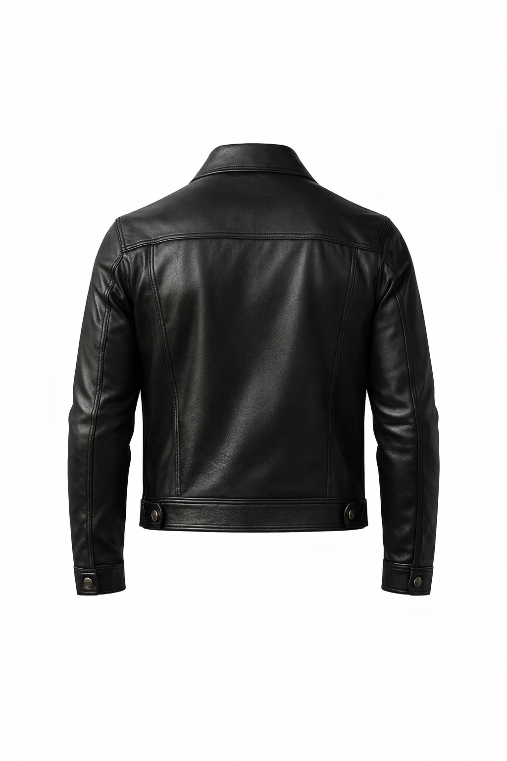 Benton Washed Black Leather Trucker Jacket