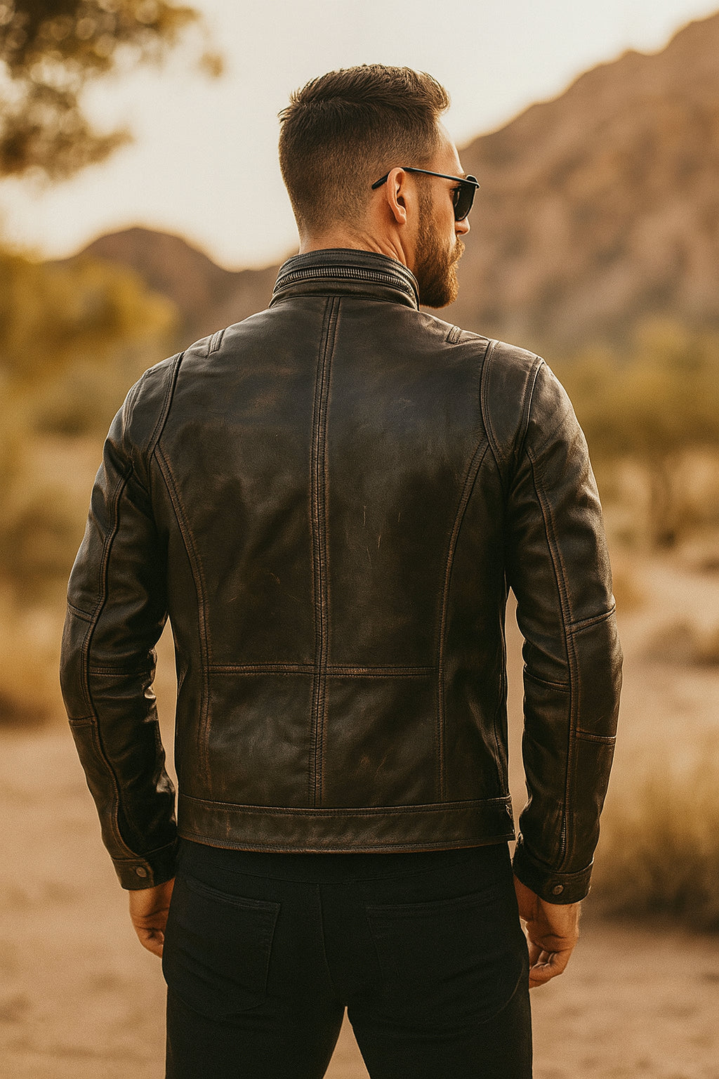 Premium Distressed Brown Cafe Racer Leather Jacket