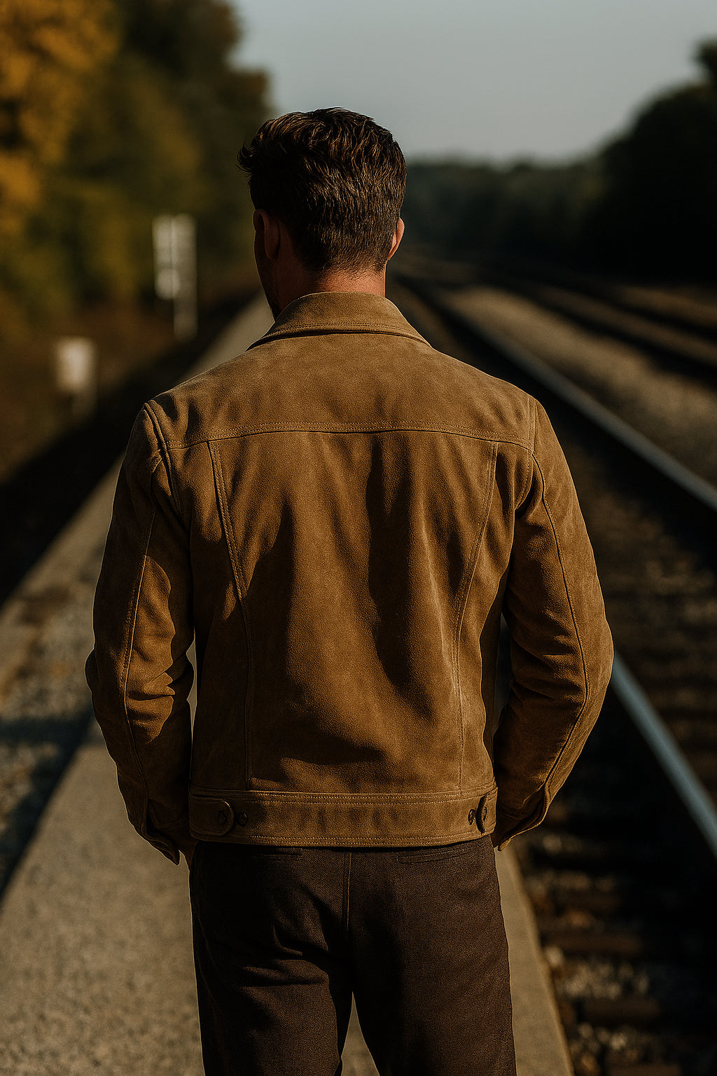 Clayton Tan Suede Trucker Jacket