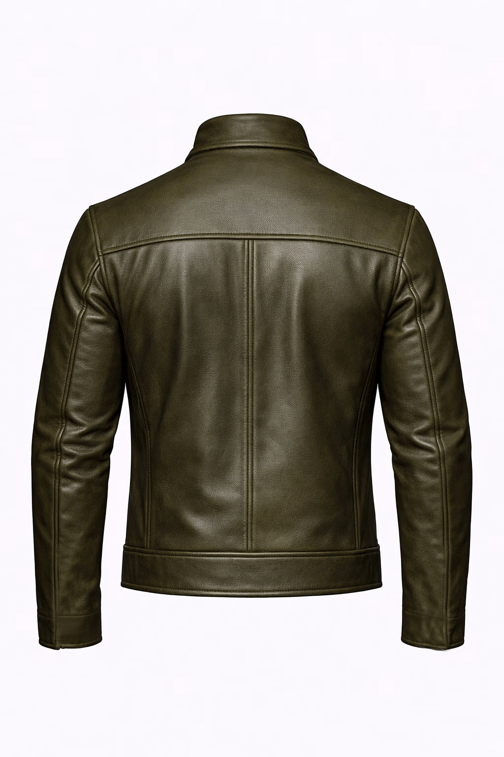 Castor Olive Green Leather Café Racer Jacket