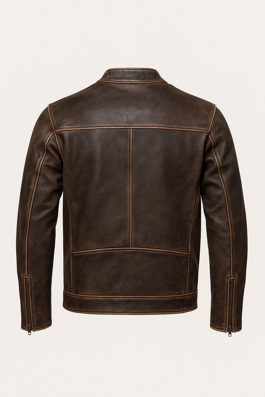 Mens Vintage Distressed Cafe Racer Leather Jacket
