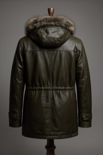Everton Olive Green Leather Parka