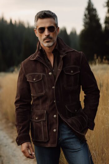 Frontier Chocolate Suede Field Utility Jacket