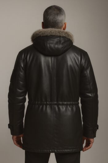 Harrington Black Gloss Leather Parka