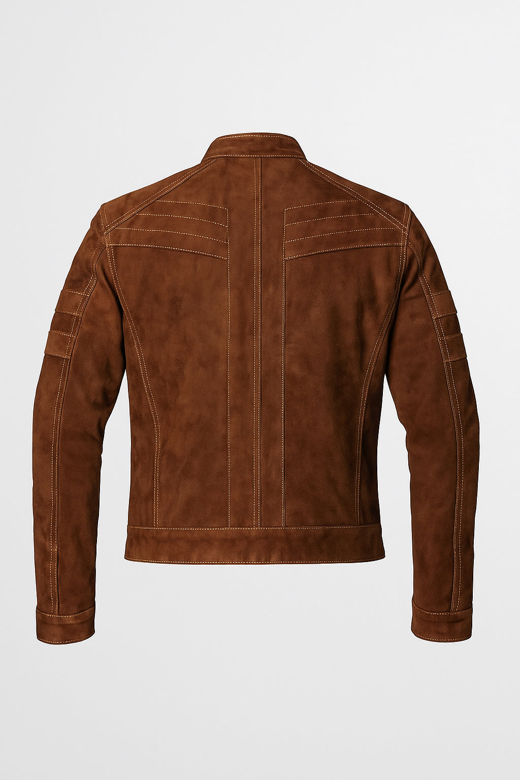 H&B Mens Brown Leather Cafe Racer Jacket