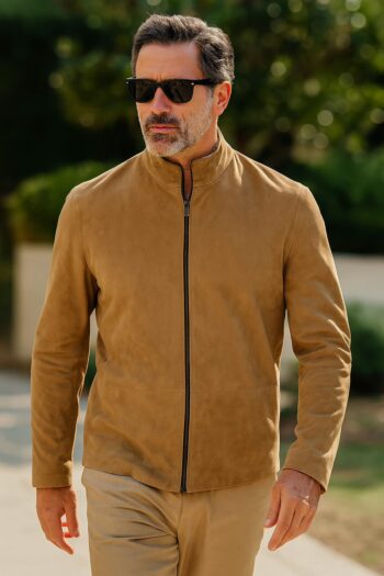 Original Bond’s Brown Suede Cafe Racer Leather Jacket