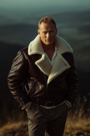 Kenslow Dark Brown Leather Aviator Jacket