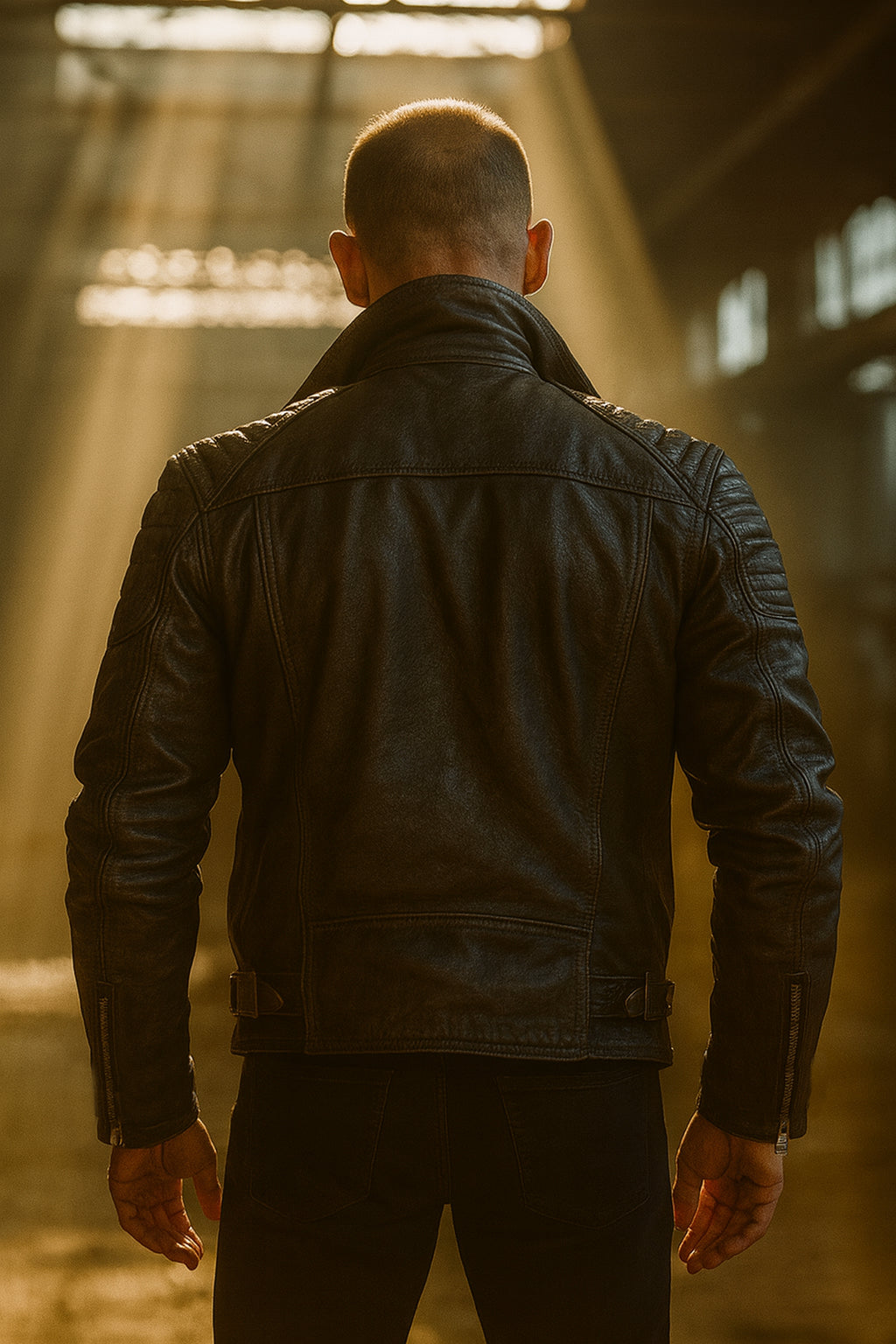 Maverick Charcoal Grey Leather Biker Jacket