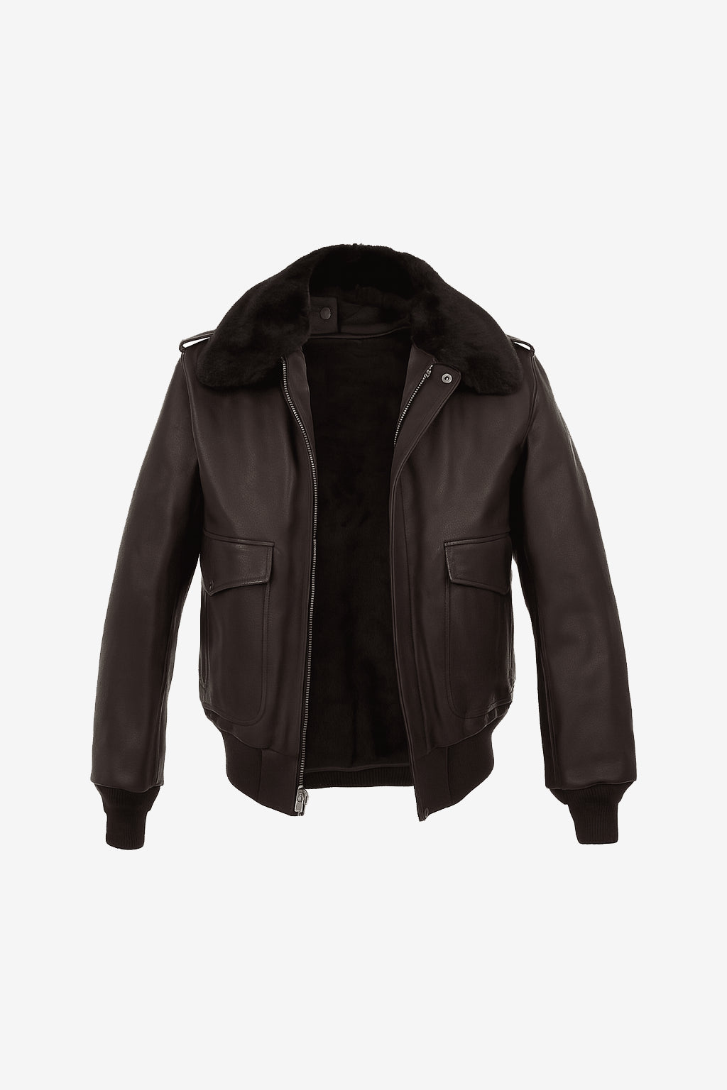 Royal A2 Mens Brown Shearling Bomber Jacket Genuine Leather