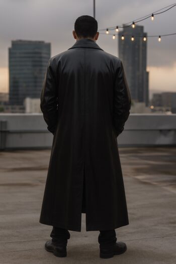 Montclair Black Leather Long Coat