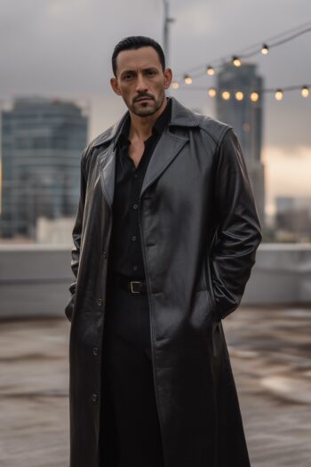 Montclair Black Leather Long Coat