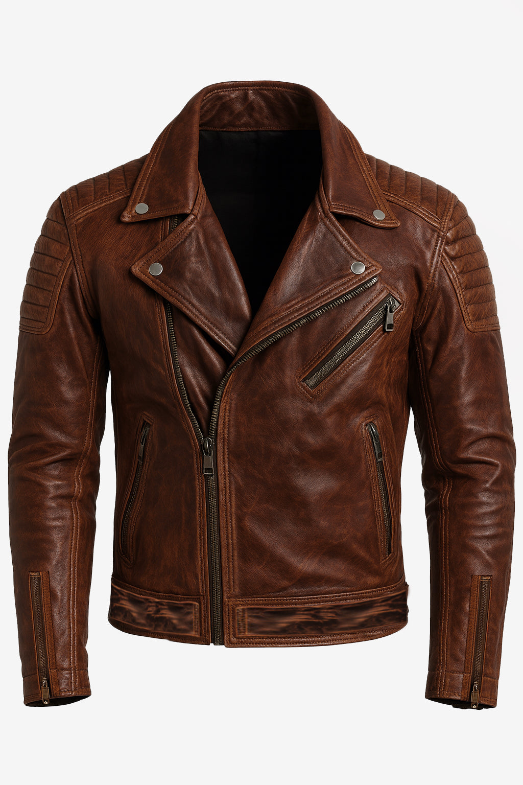 Montero Rust Leather Biker Jacket