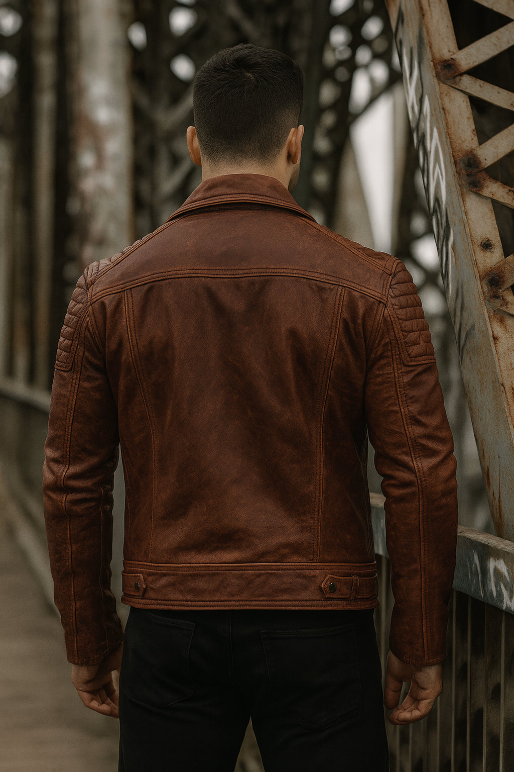 Montero Rust Leather Biker Jacket