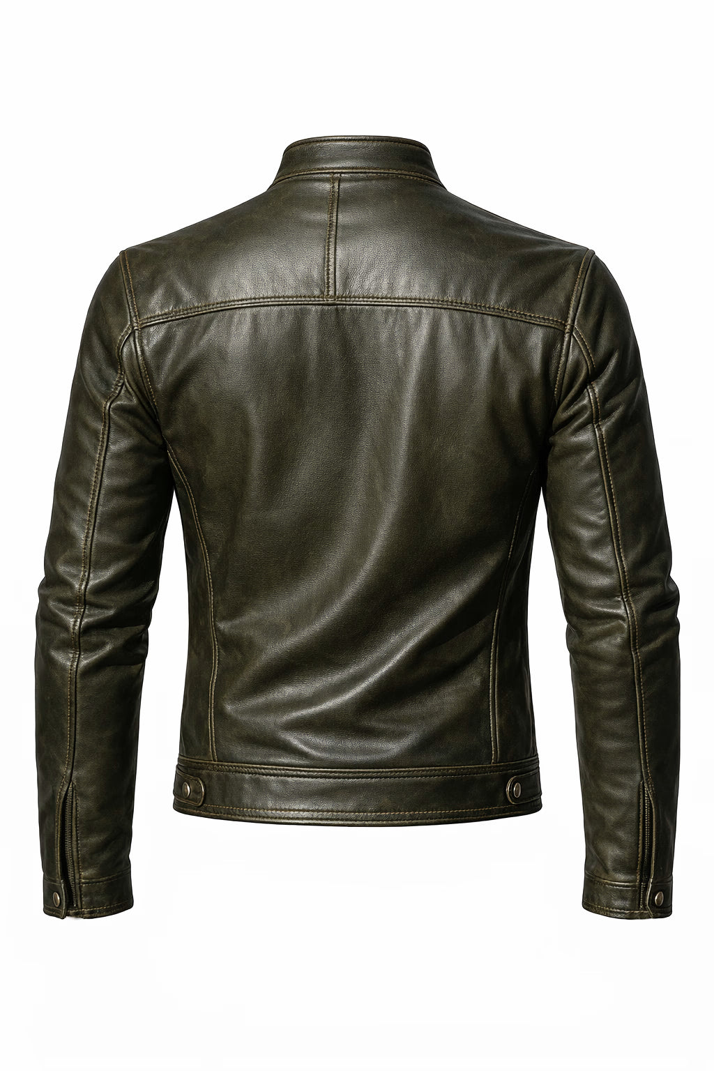 Orion Olive Green Leather Café Racer Jacket