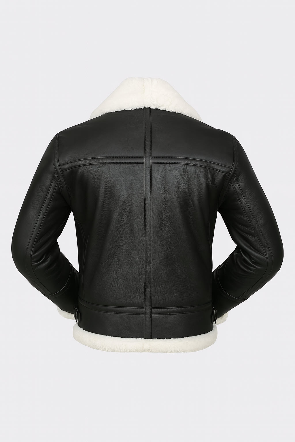 Mens Black Leather Shearling Jacket With Shearling