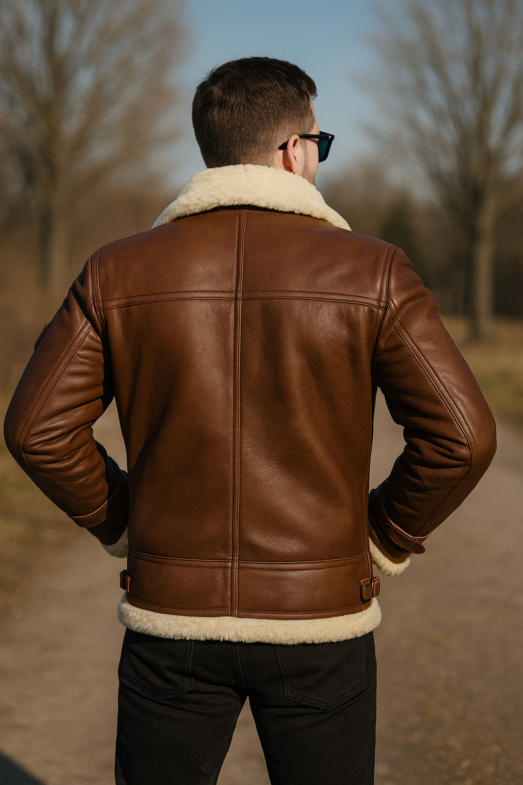 B3 Light Brown Bomber Jacket With Shearling