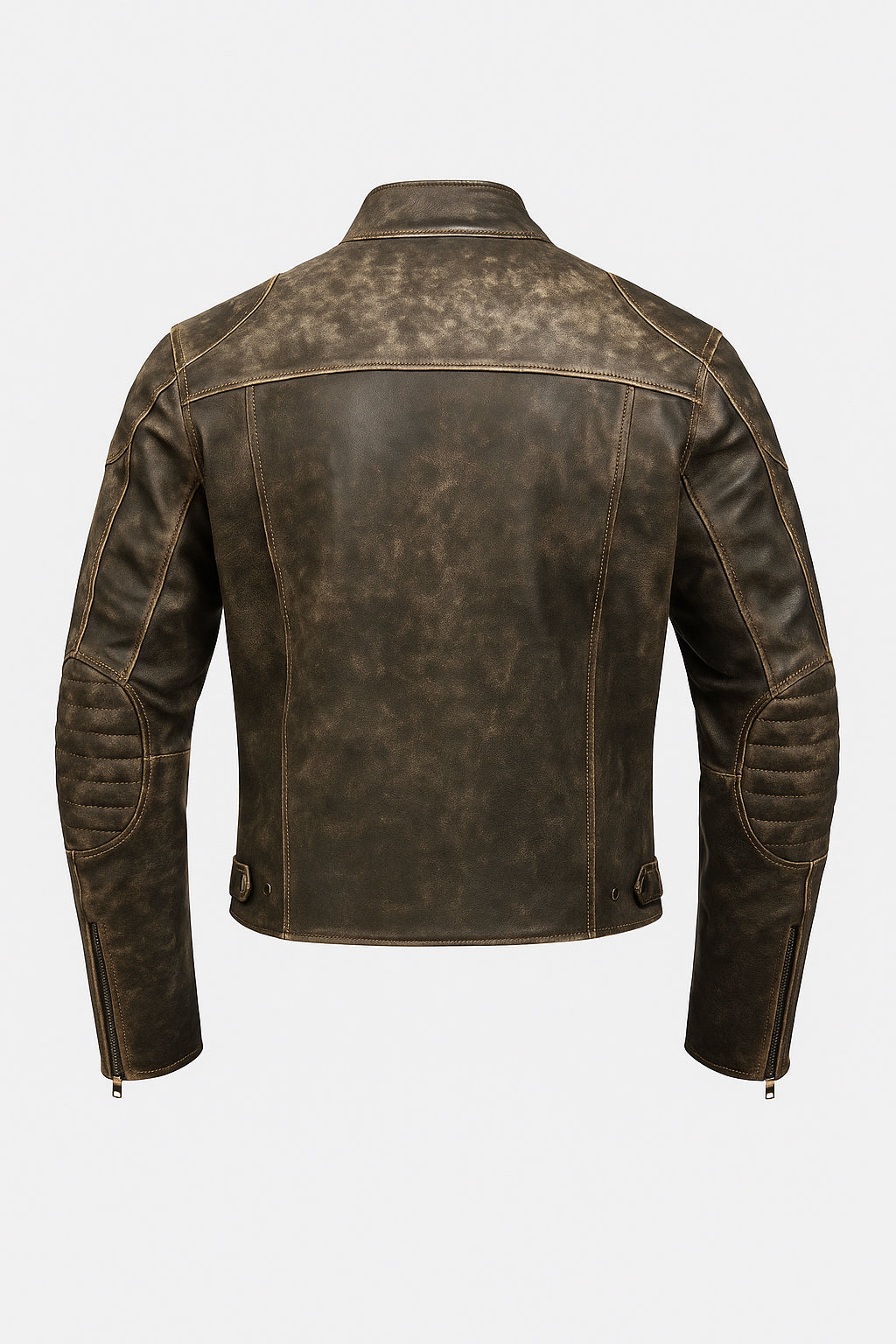 Ranger Distressed Black Leather Cafe Racer Jacket