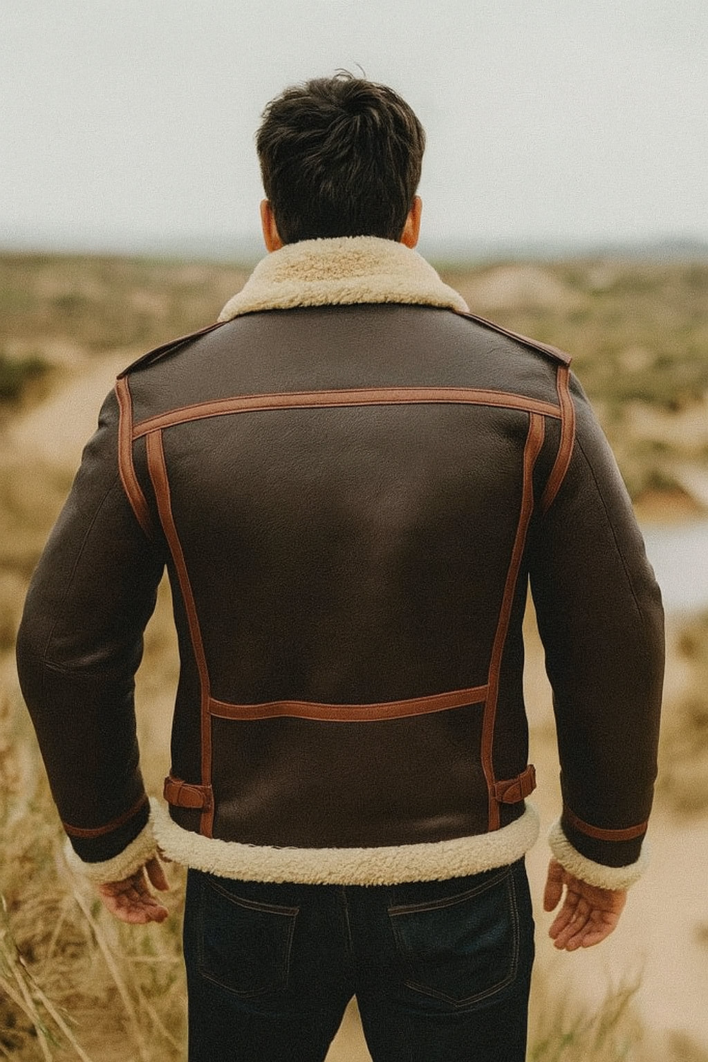 RE Kennedy Brown Leather Jacket With Shearling