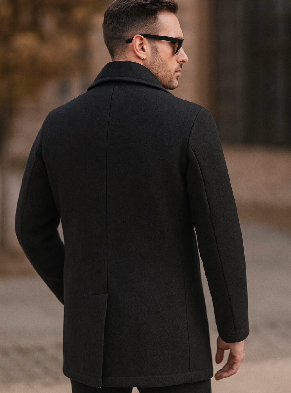 Ryan’s Long Black Wool Peacoat For Men