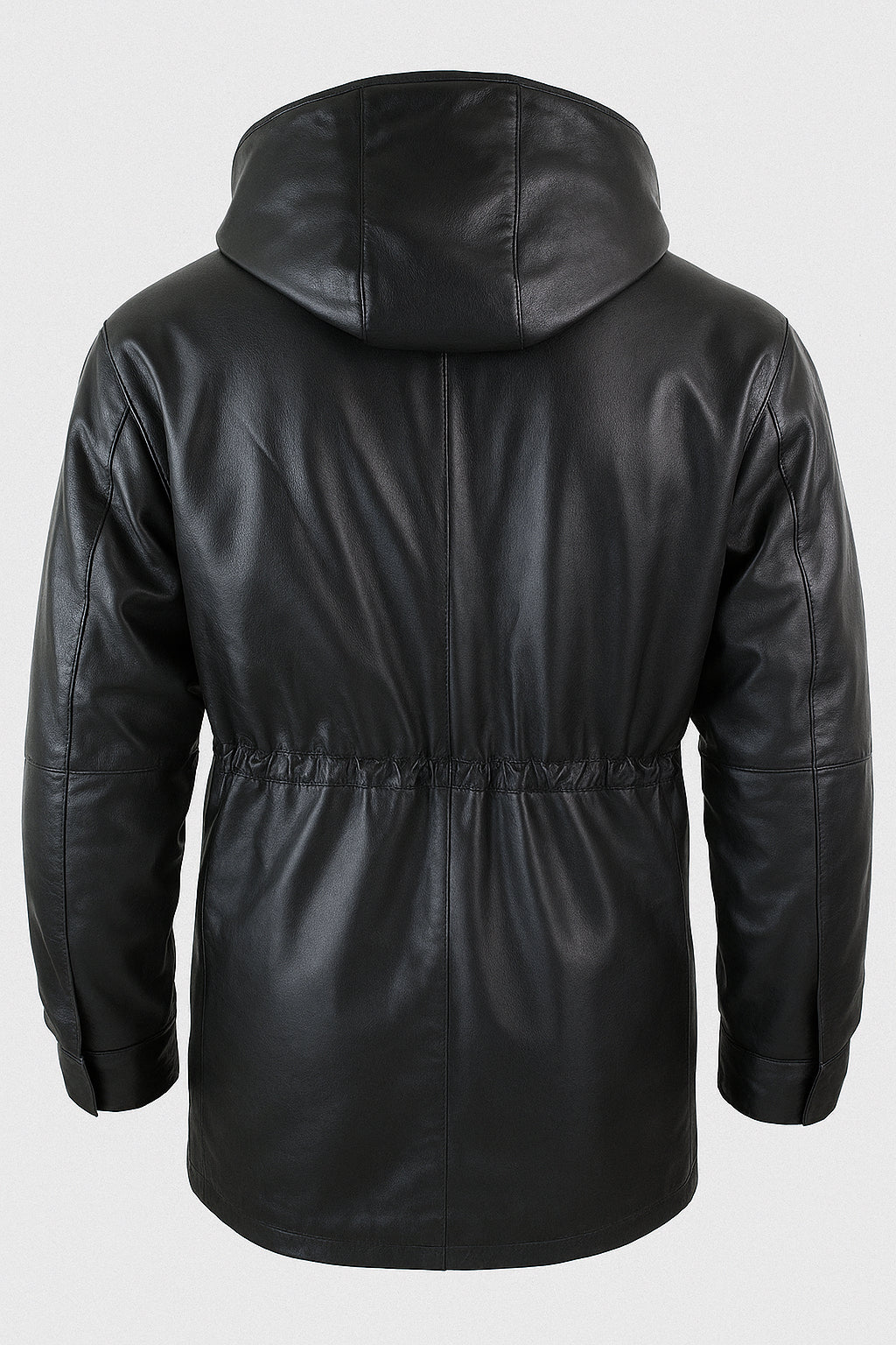 Mens Pure Leather Coat With Hood