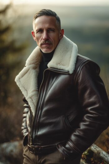 Stratton Dark Brown Leather Aviator Jacket