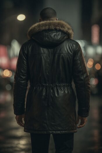 Sutton Black Leather Parka