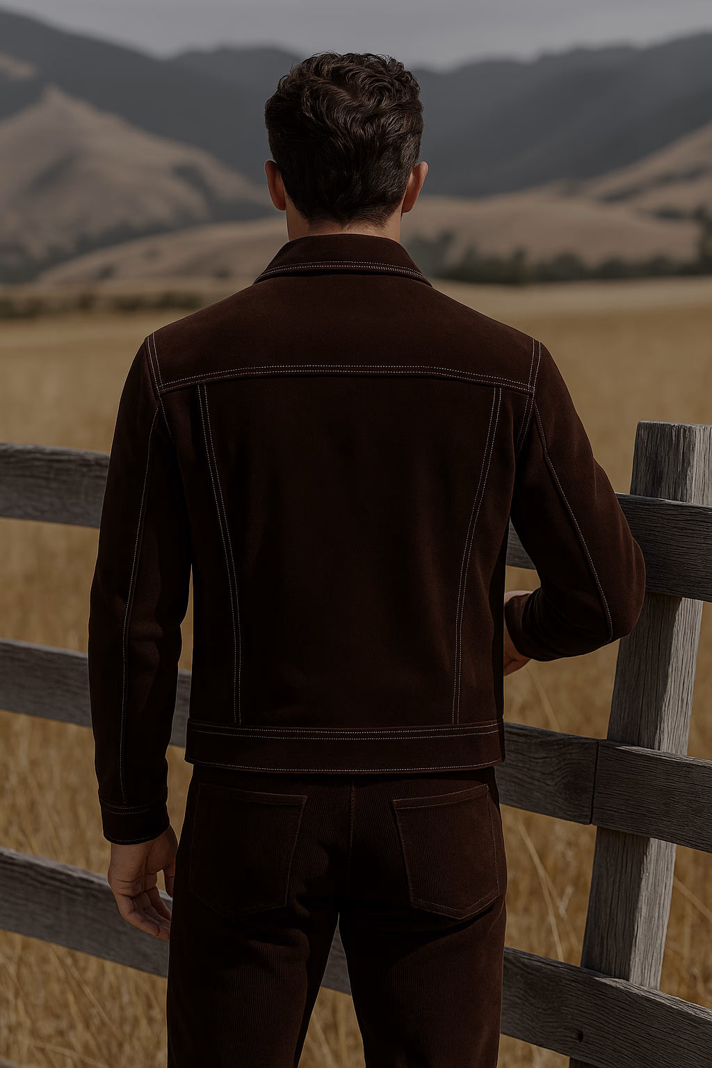 Harrington Chocolate Brown Suede Trucker Jacket