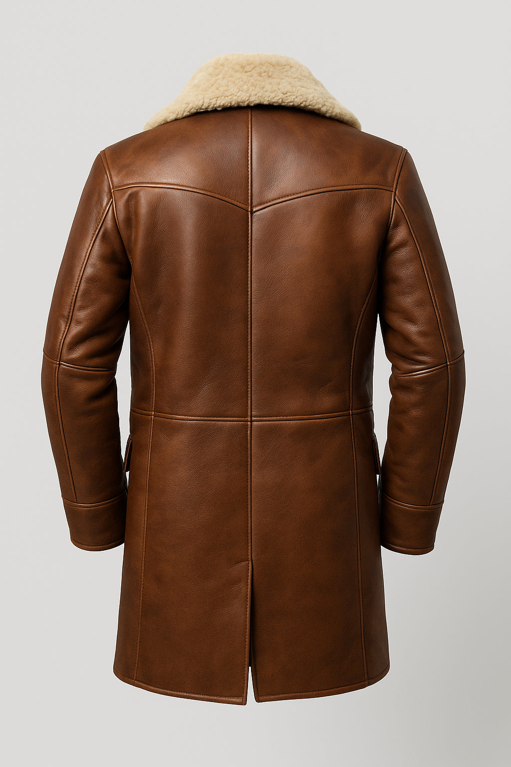 Hardy’s Knight Brown Leather Long Coat Mens With Shearling
