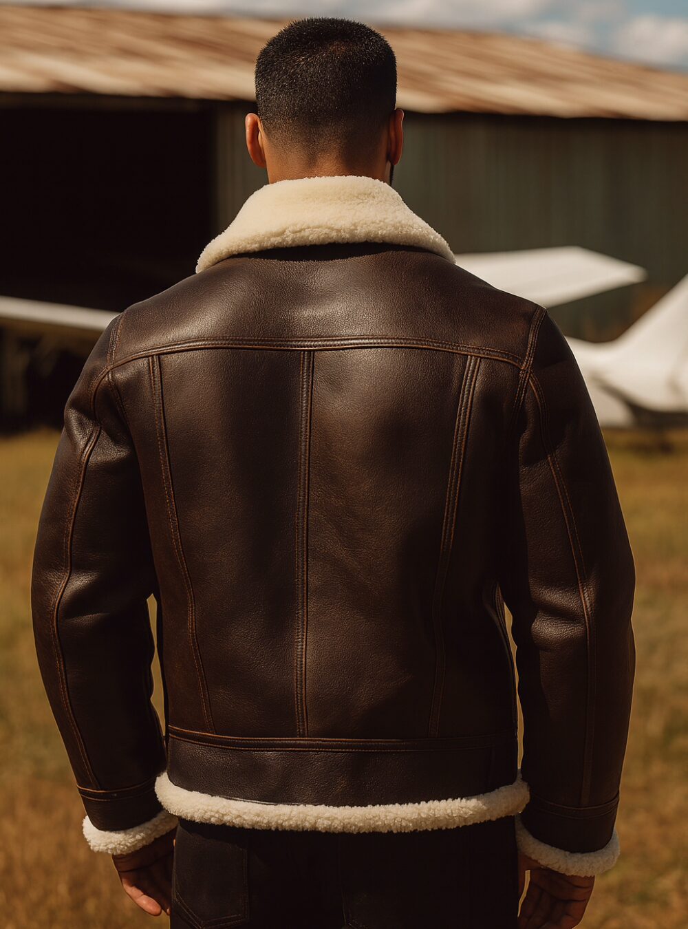 Whitmore Dark Brown Distressed Leather Aviator Jacket