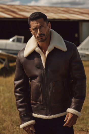 Whitmore Dark Brown Distressed Leather Aviator Jacket