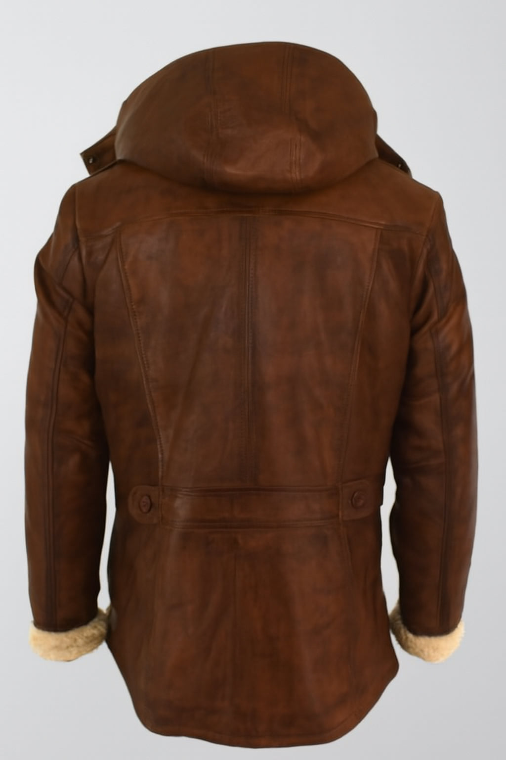Unisex Brown Leather Jacket With Shearling