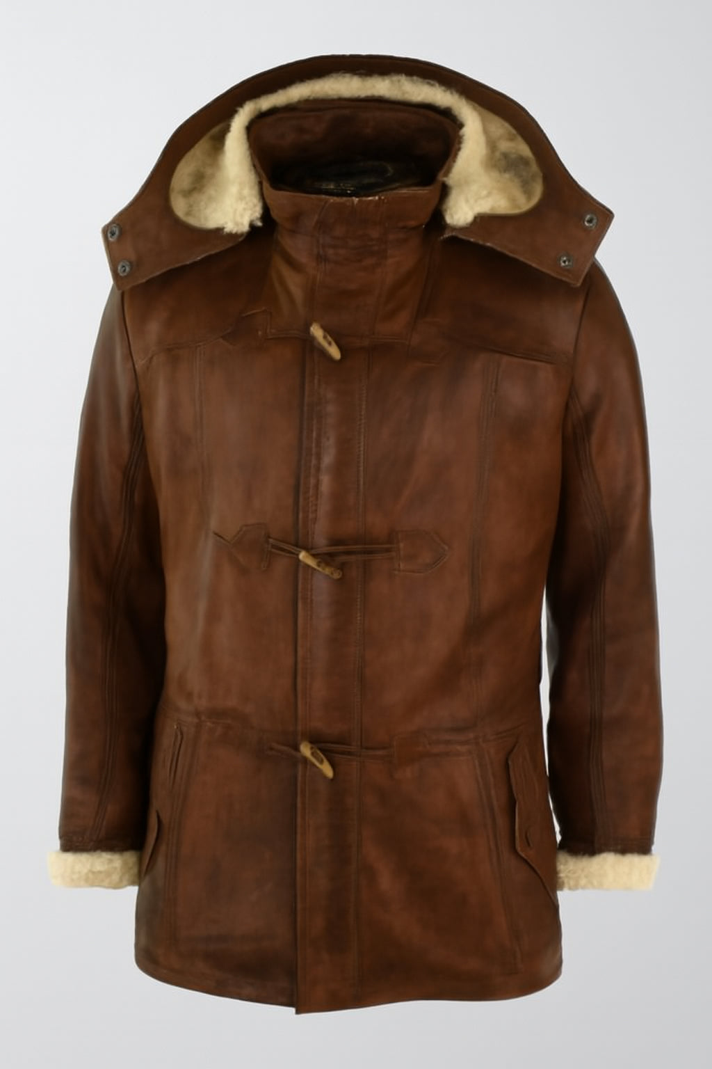 Unisex Brown Leather Jacket With Shearling