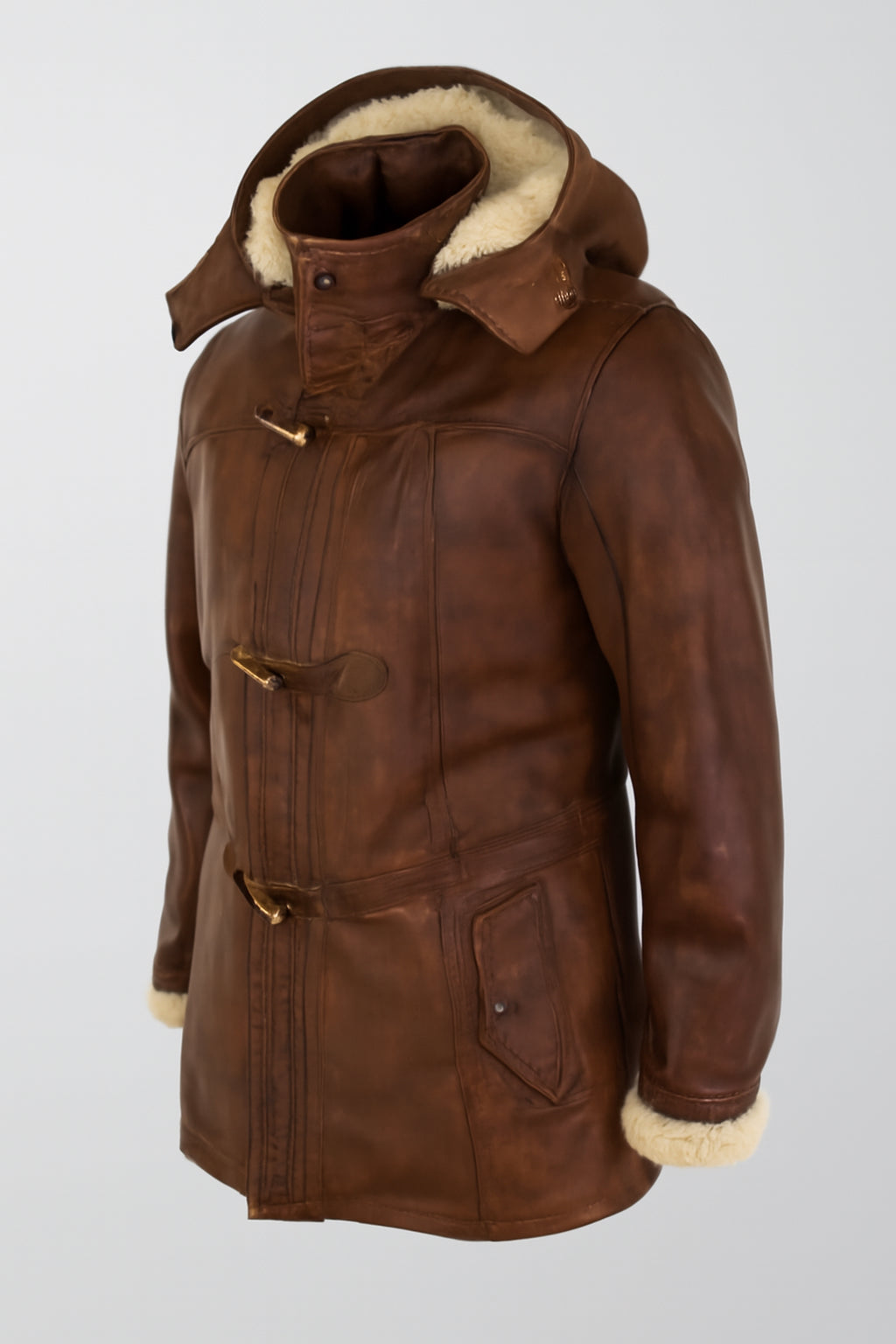Unisex Brown Leather Jacket With Shearling