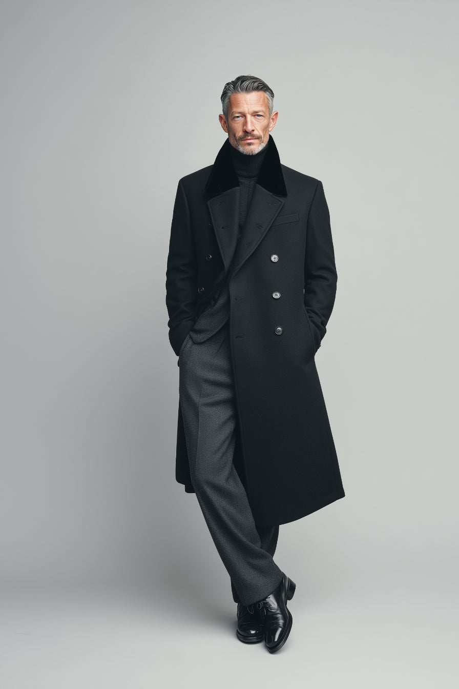 Langford Black Wool Chesterfield Coat