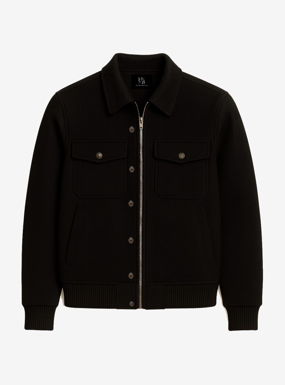 Briar Black Wool Harrington Jacket