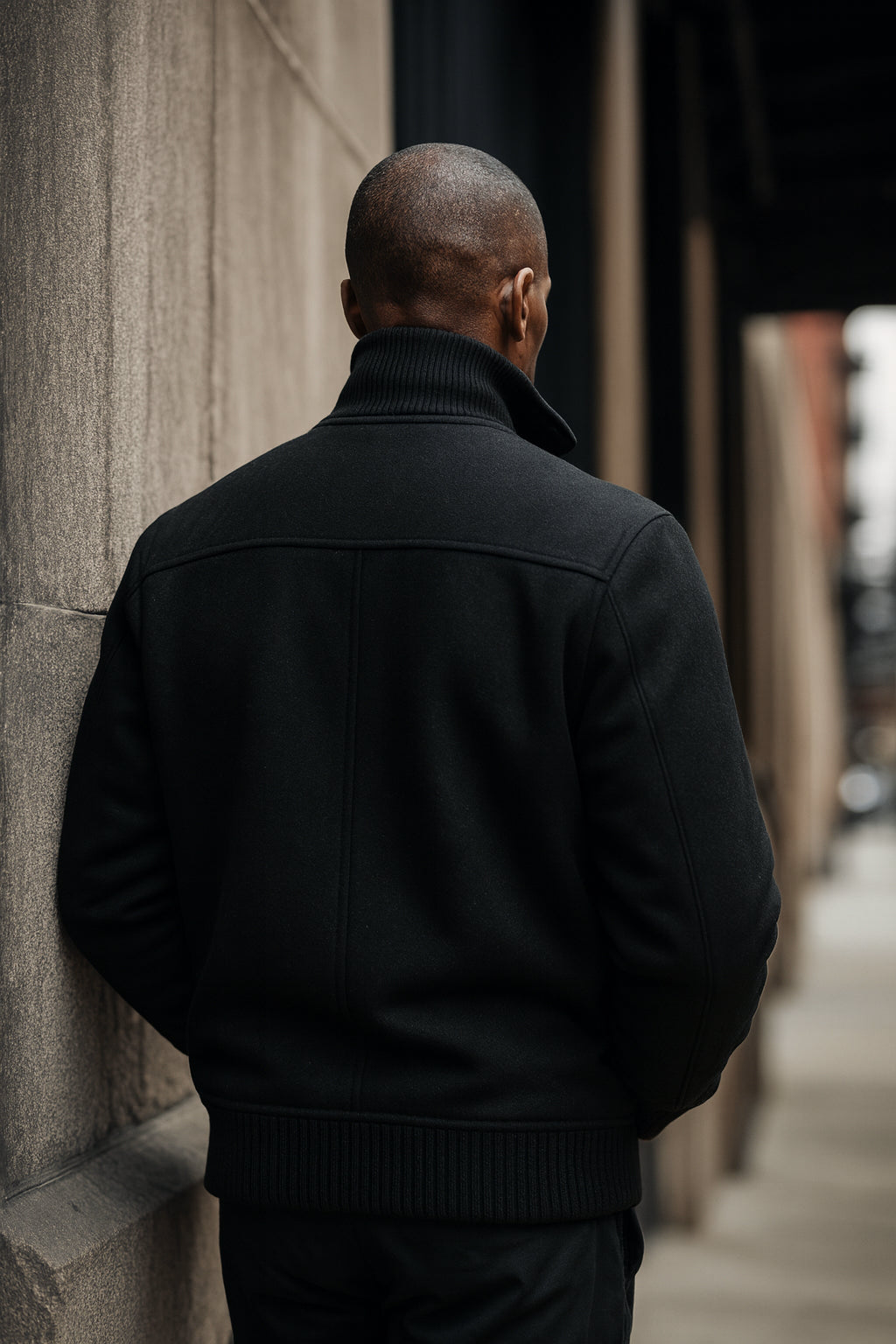 Keaton Black Wool Harrington Jacket