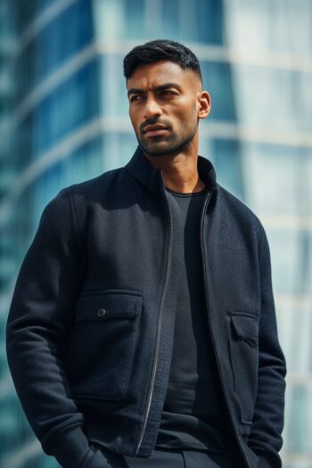 Carrick Navy Wool Harrington Jacket