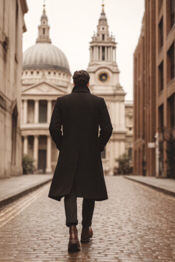 Harrington Black Wool Long Coat