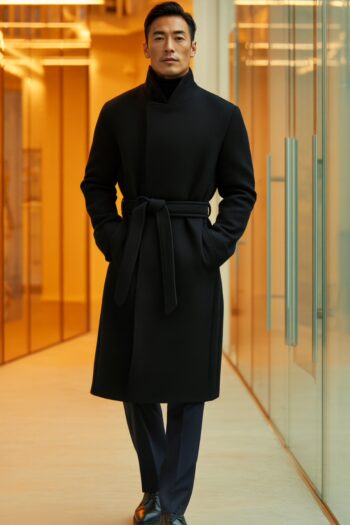 Alderidge Black Wool Long Coat