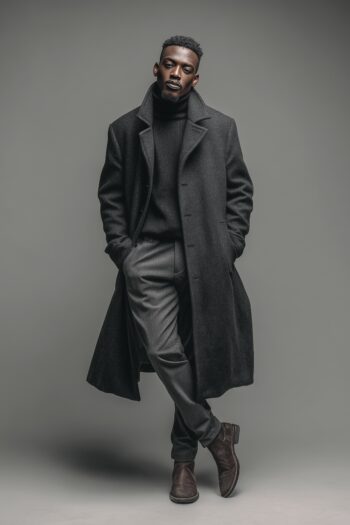 Thornton Charcoal Grey Wool Long Coat