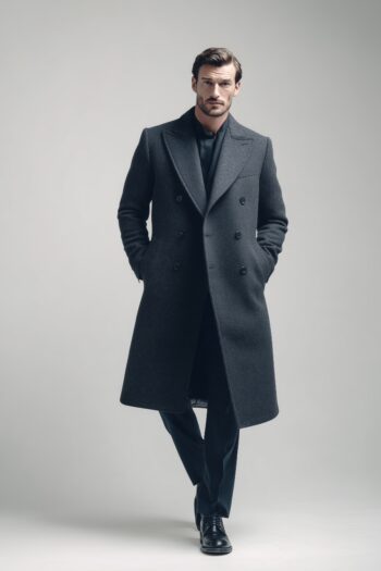Everett Charcoal Grey Wool Long Coat