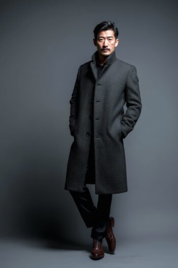 Corvin Dark Grey Wool Long Coat