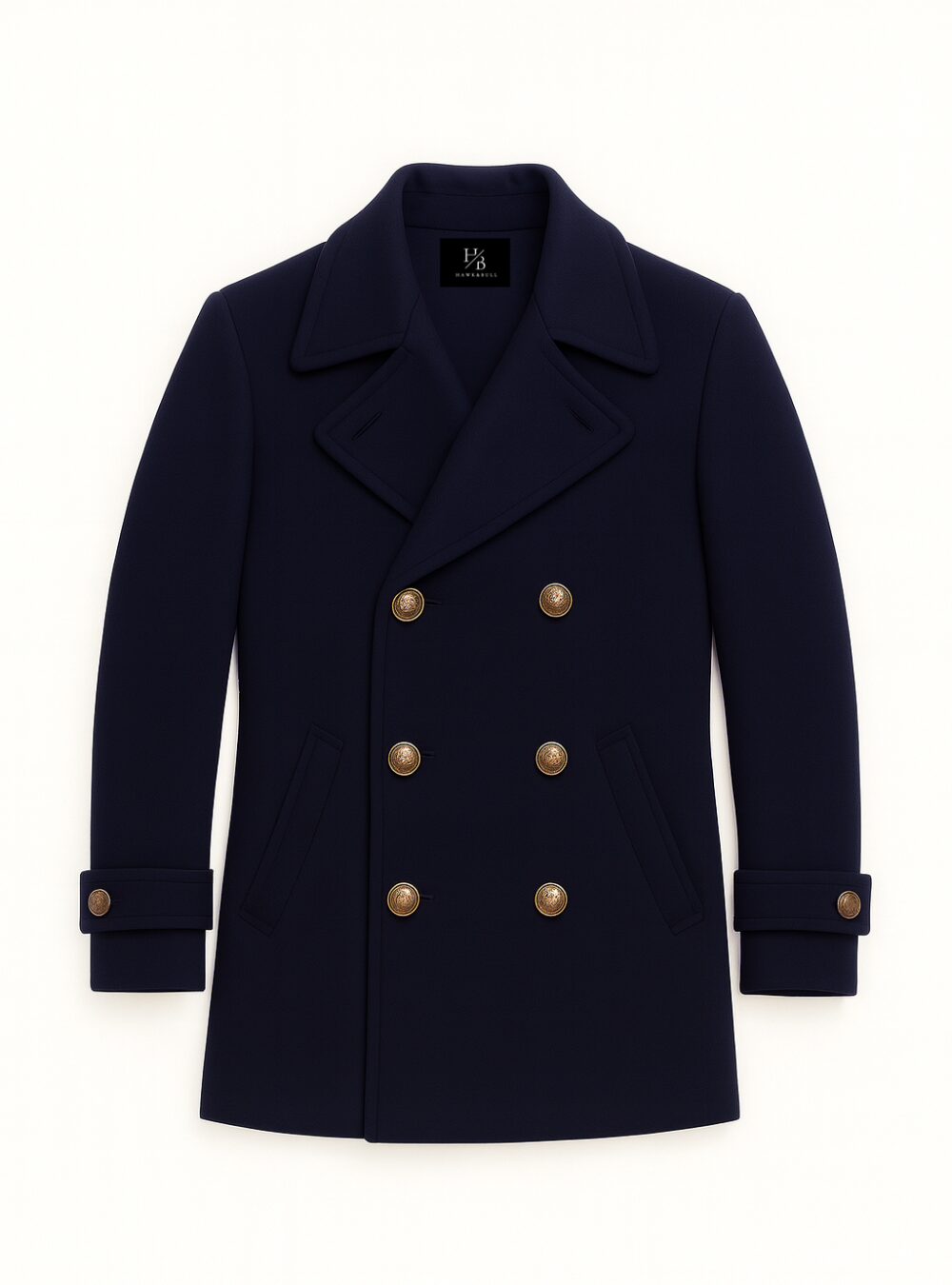 Callum Navy Blue Wool Peacoat