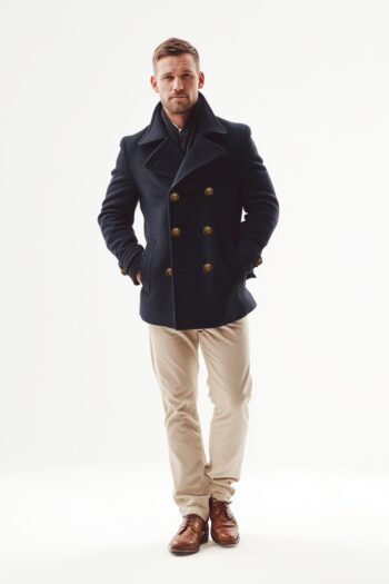 Callum Navy Blue Wool Peacoat
