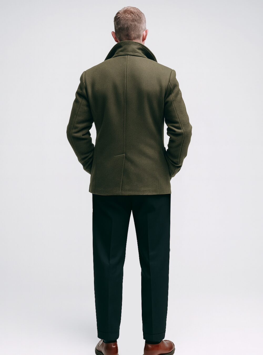 Redfern Olive Wool Peacoat